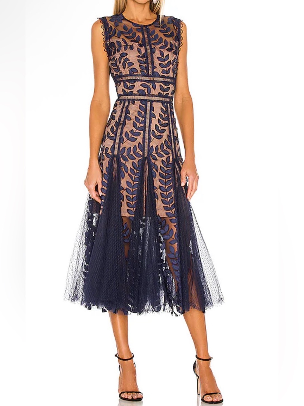 Bronx and Banco - Saba Embroidered Mesh Midi-Dress